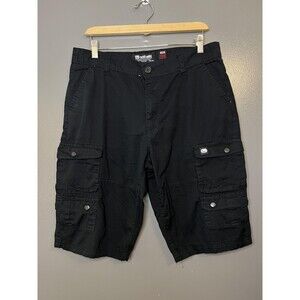 Ecko Unltd Cargo Shorts Mens 34 Black Cotton Multi Pocket Streetwear Hip Hop